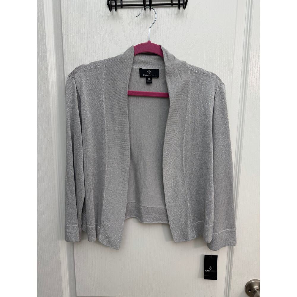 Ronni Nicole Shimmer Silver Gray Cardigan – XL (NWT) - Picture 1 of 9